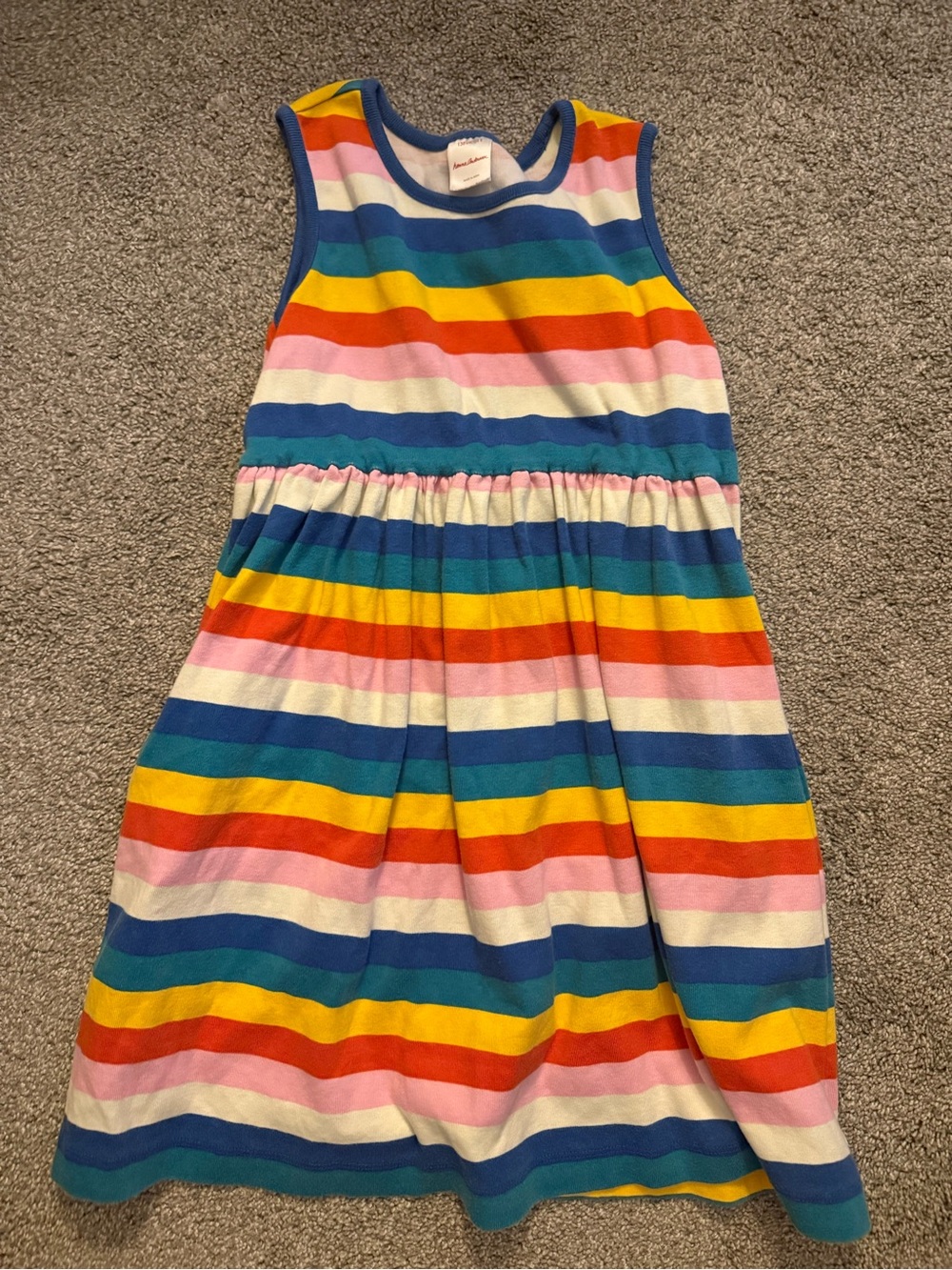 Hanna Andersson Girls Rainbow Stripe Sleeveless Dress